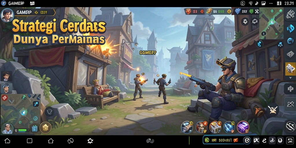 Screenshot GAMERP menampilkan aksi pertempuran seru dan pembangunan dasar yang strategis.