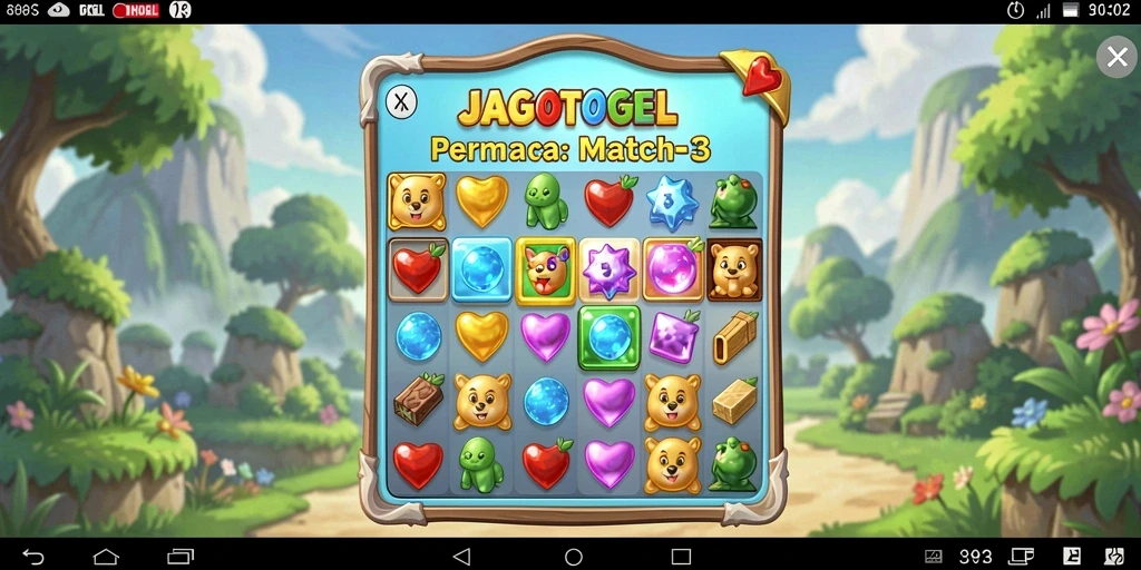 Tangkapan layar gameplay seru dari JAGOTOGEL, menunjukkan momen mencocokkan elemen.
