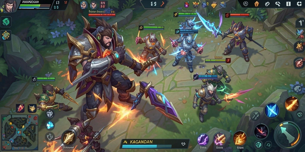 Tampilan gameplay KAGANDAN yang seru di arena pertempuran.