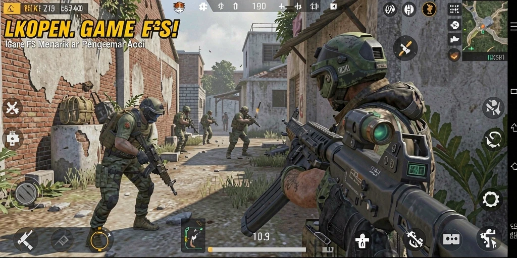 Screenshot LKOPEN menampilkan aksi intens gameplay FPS yang menarik.