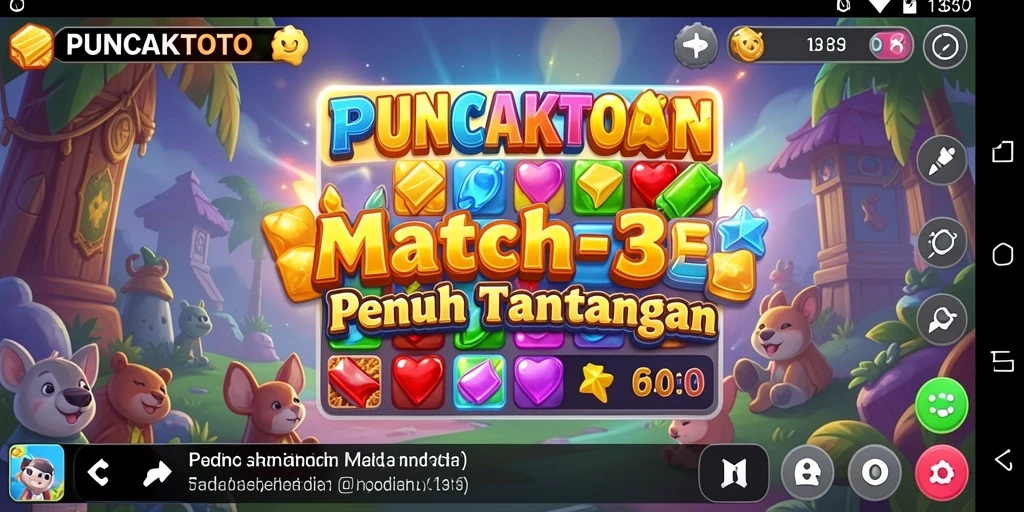 Tampilan screenshot PUNCAKTOTO dengan gameplay Match-3 yang menarik.