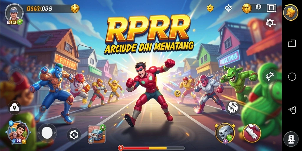 Screenshot permainan RPRR menampilkan aksi seru dalam game Arcade.