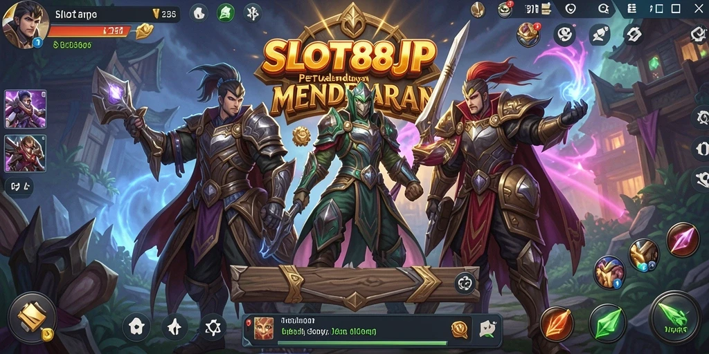 Tampilan utama gameplay SLOT88JP yang menampilkan dunia RPG yang menakjubkan.