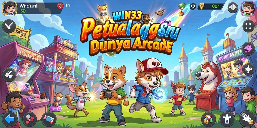 Tampilan screenshot utama WIN33 menampilkan aksi seru dalam permainan Arcade.