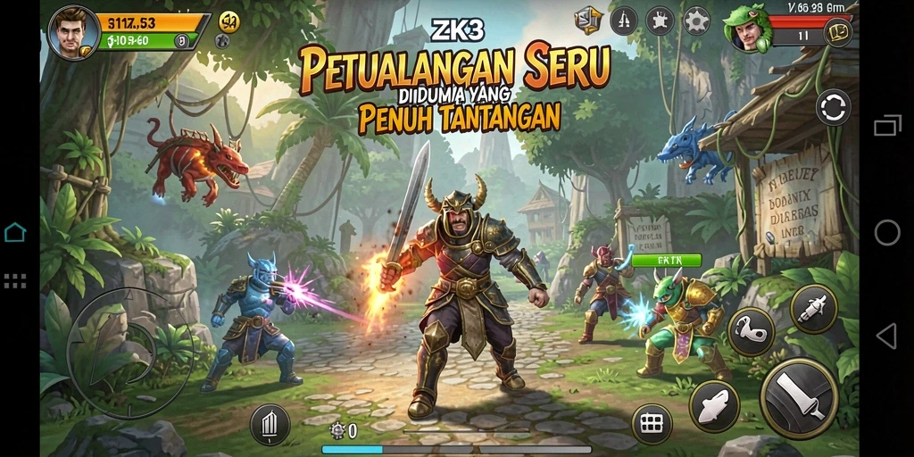 Gameplay ZK3 yang penuh tantangan dan petualangan menarik.